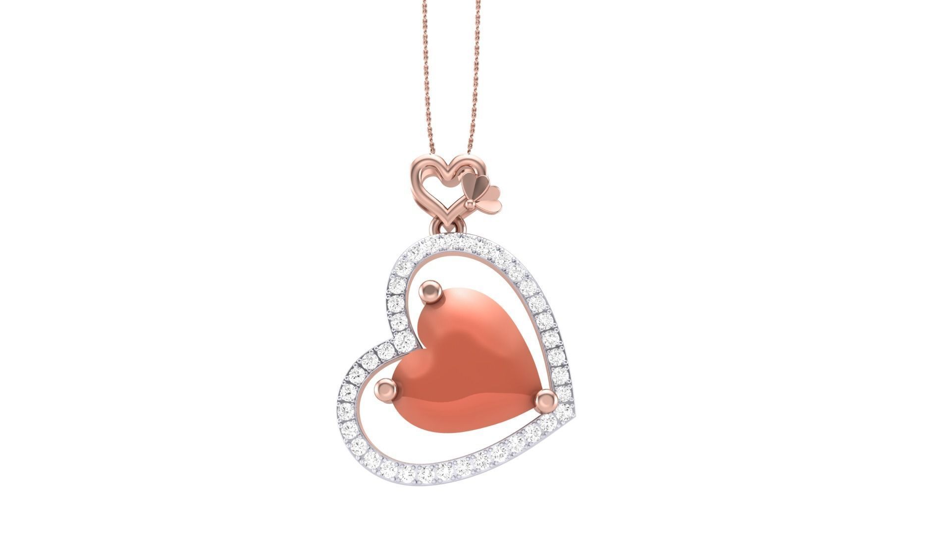 Women Heart Love Diamond Pendant stl renders details 3D print model_5