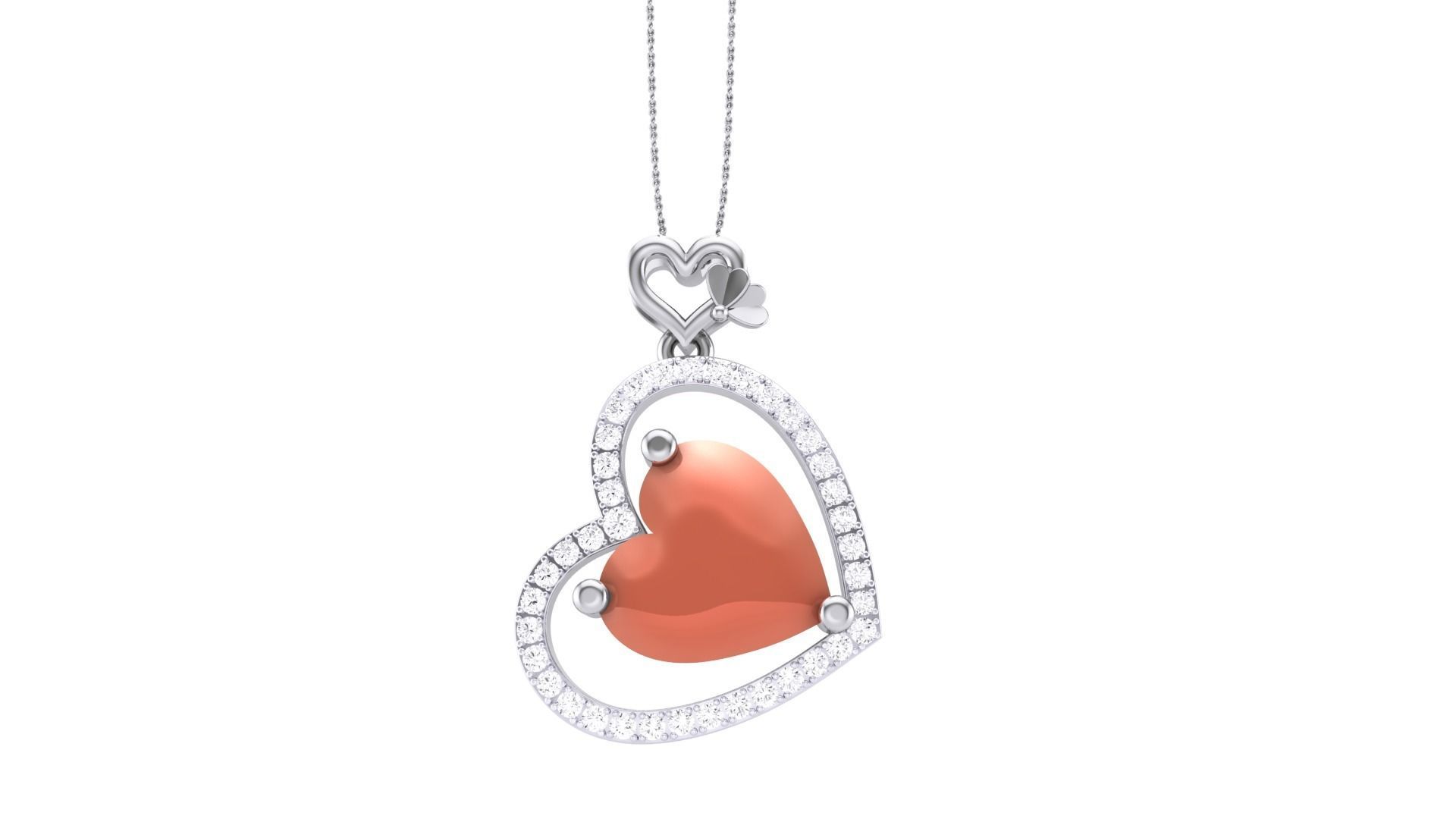 Women Heart Love Diamond Pendant stl renders details 3D print model_6