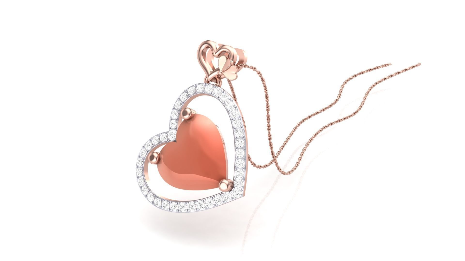 Women Heart Love Diamond Pendant stl renders details 3D print model_1