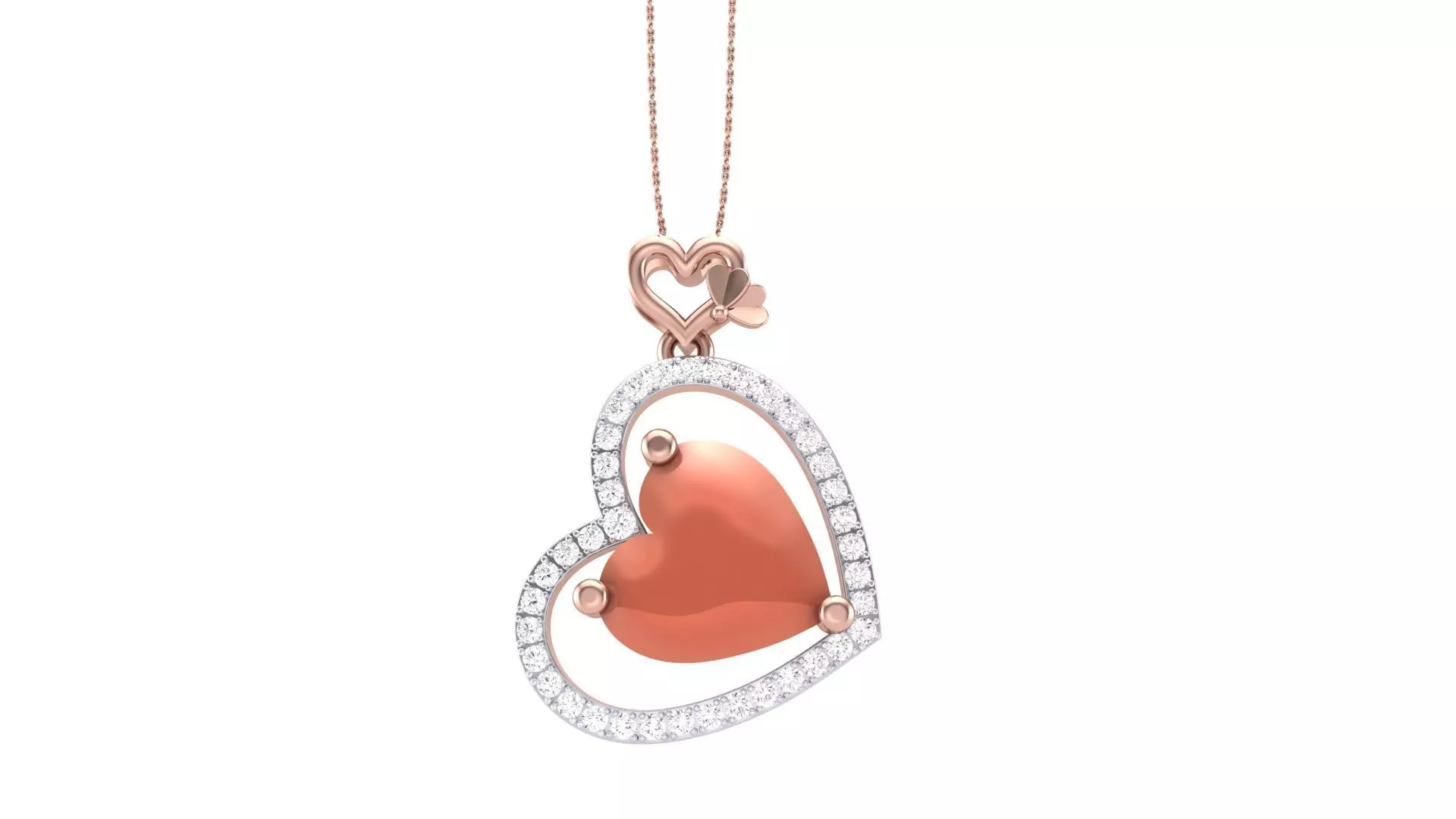 Women Heart Love Diamond Pendant stl renders details 3D print model_0