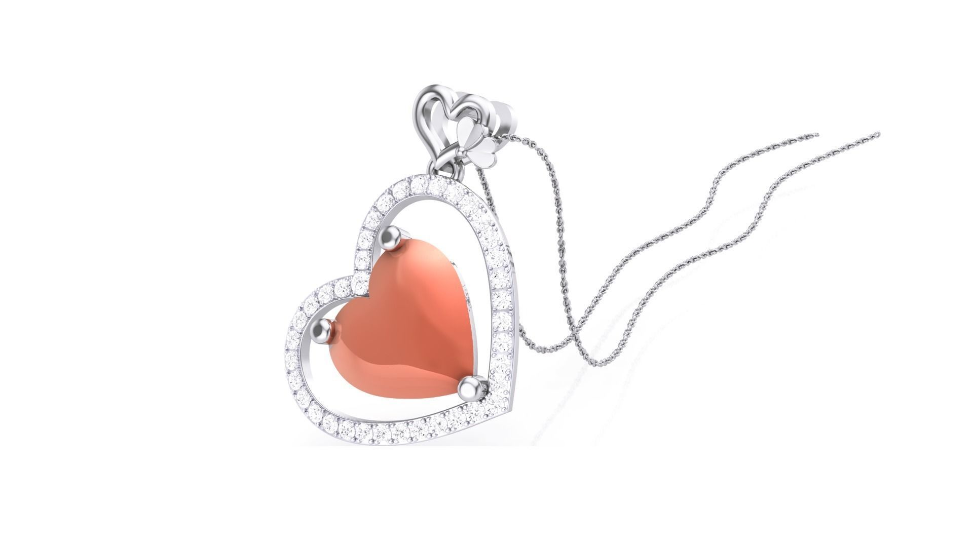 Women Heart Love Diamond Pendant stl renders details 3D print model_2