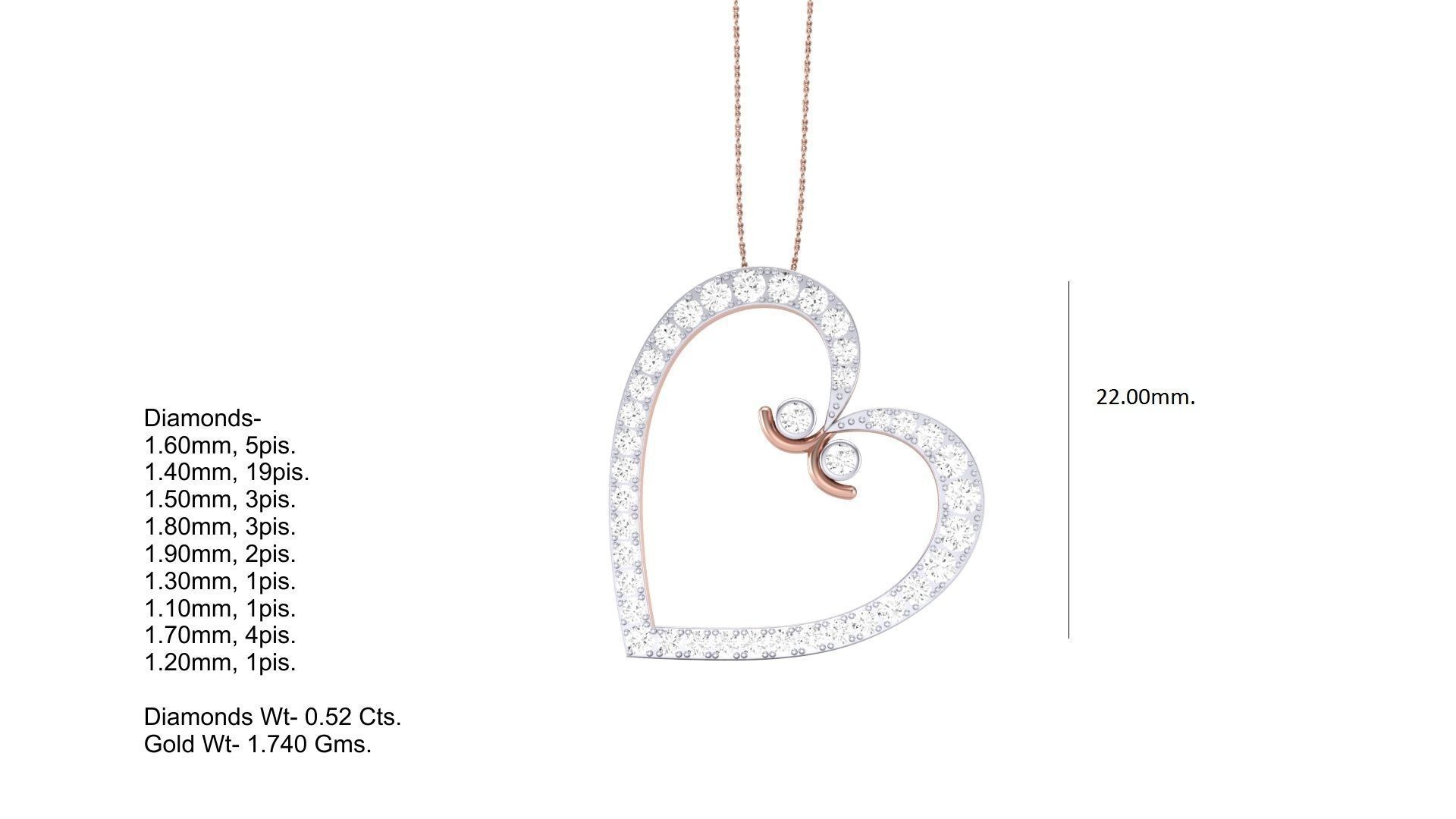 Women Heart Love Diamond Pendant stl renders details 3D print model_4
