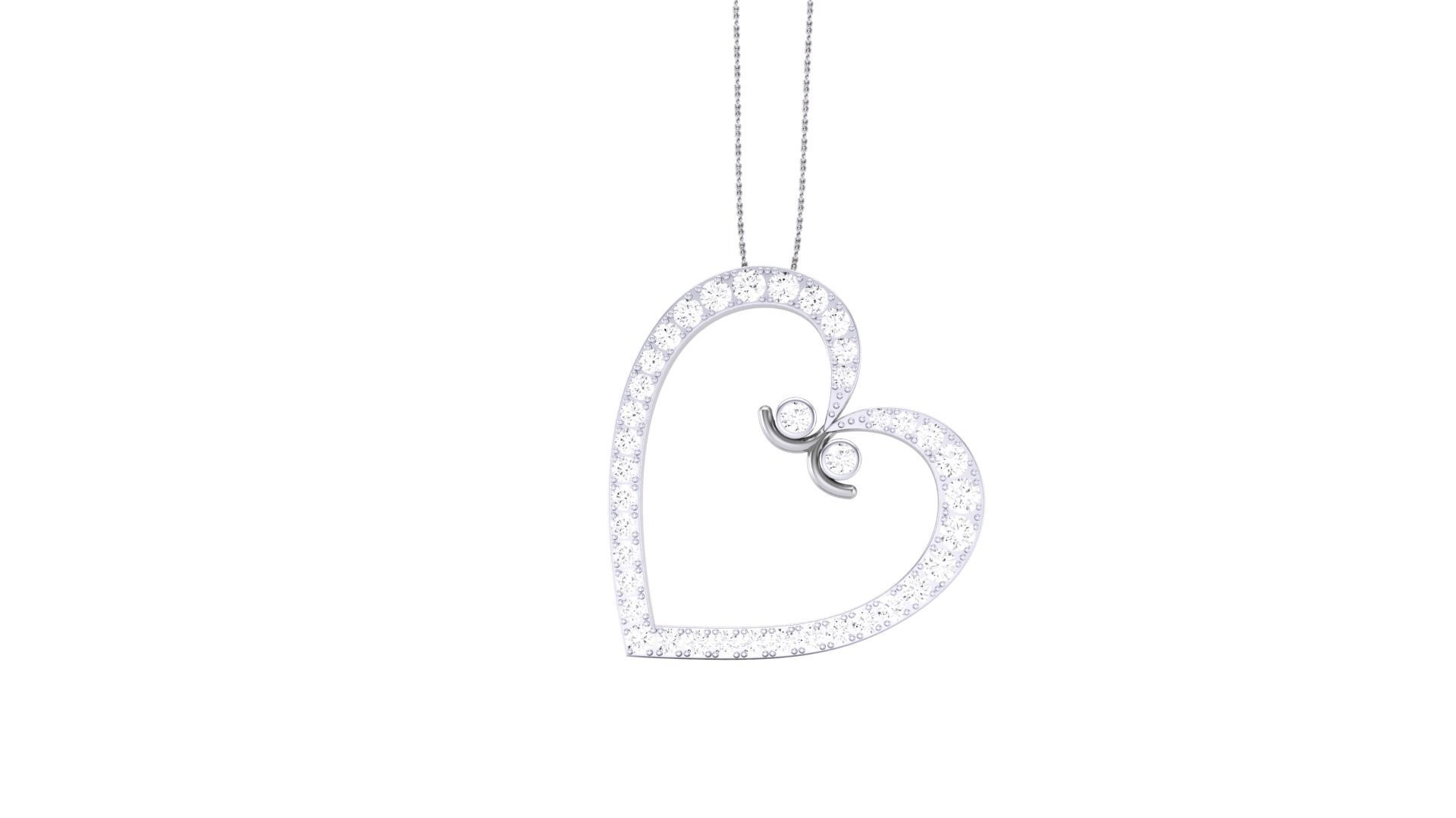 Women Heart Love Diamond Pendant stl renders details 3D print model_6