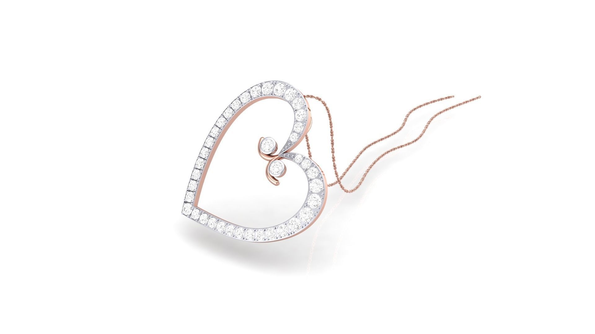 Women Heart Love Diamond Pendant stl renders details 3D print model_3