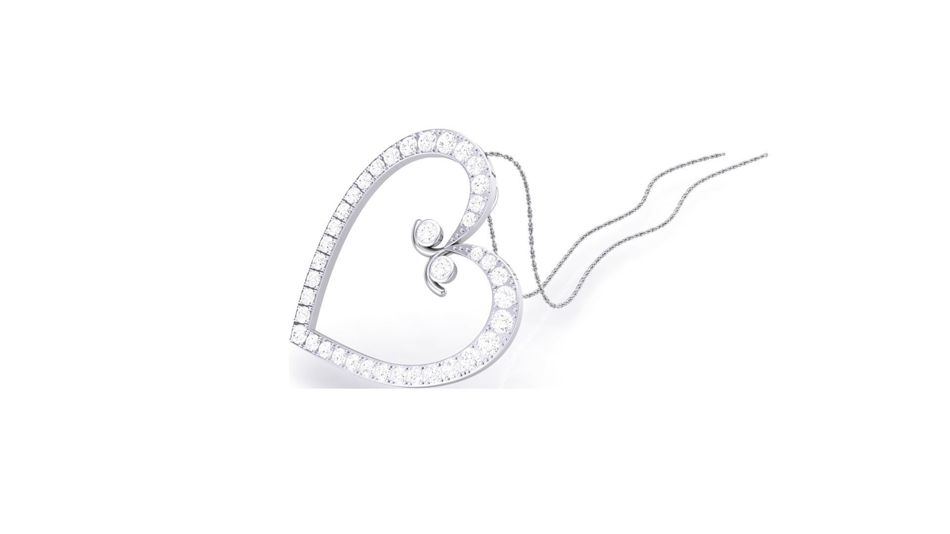 Women Heart Love Diamond Pendant stl renders details 3D print model_2