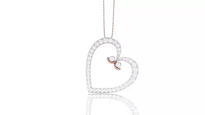Women Heart Love Diamond Pendant stl renders details 3D print model