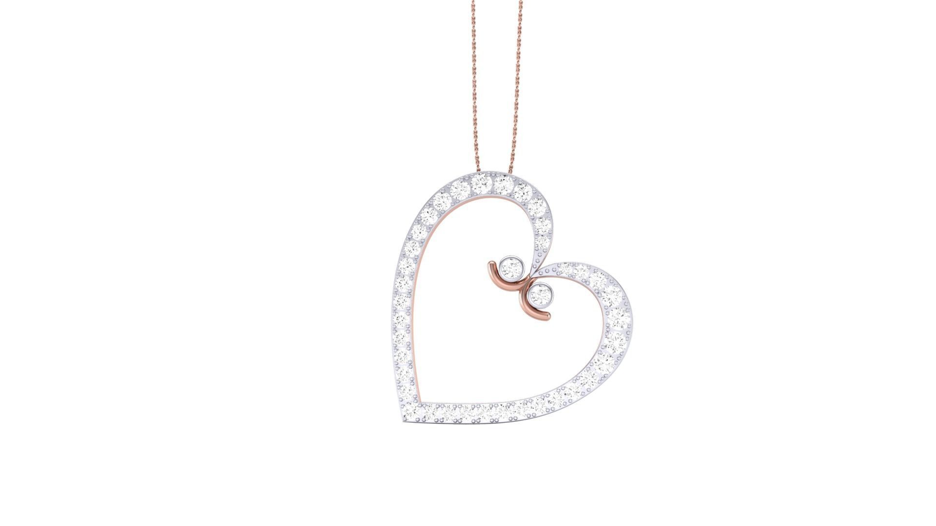 Women Heart Love Diamond Pendant stl renders details 3D print model_5