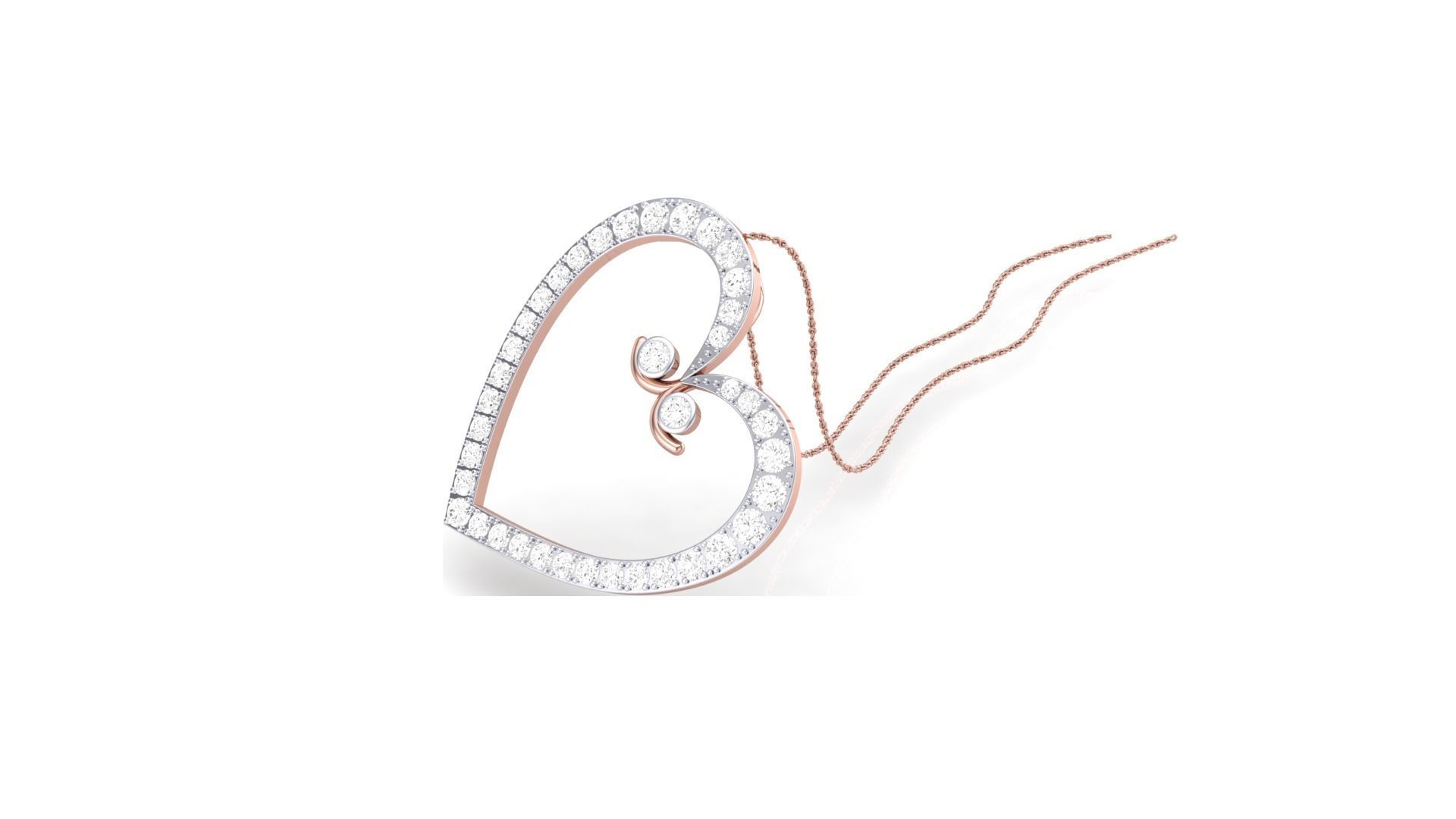 Women Heart Love Diamond Pendant stl renders details 3D print model_1