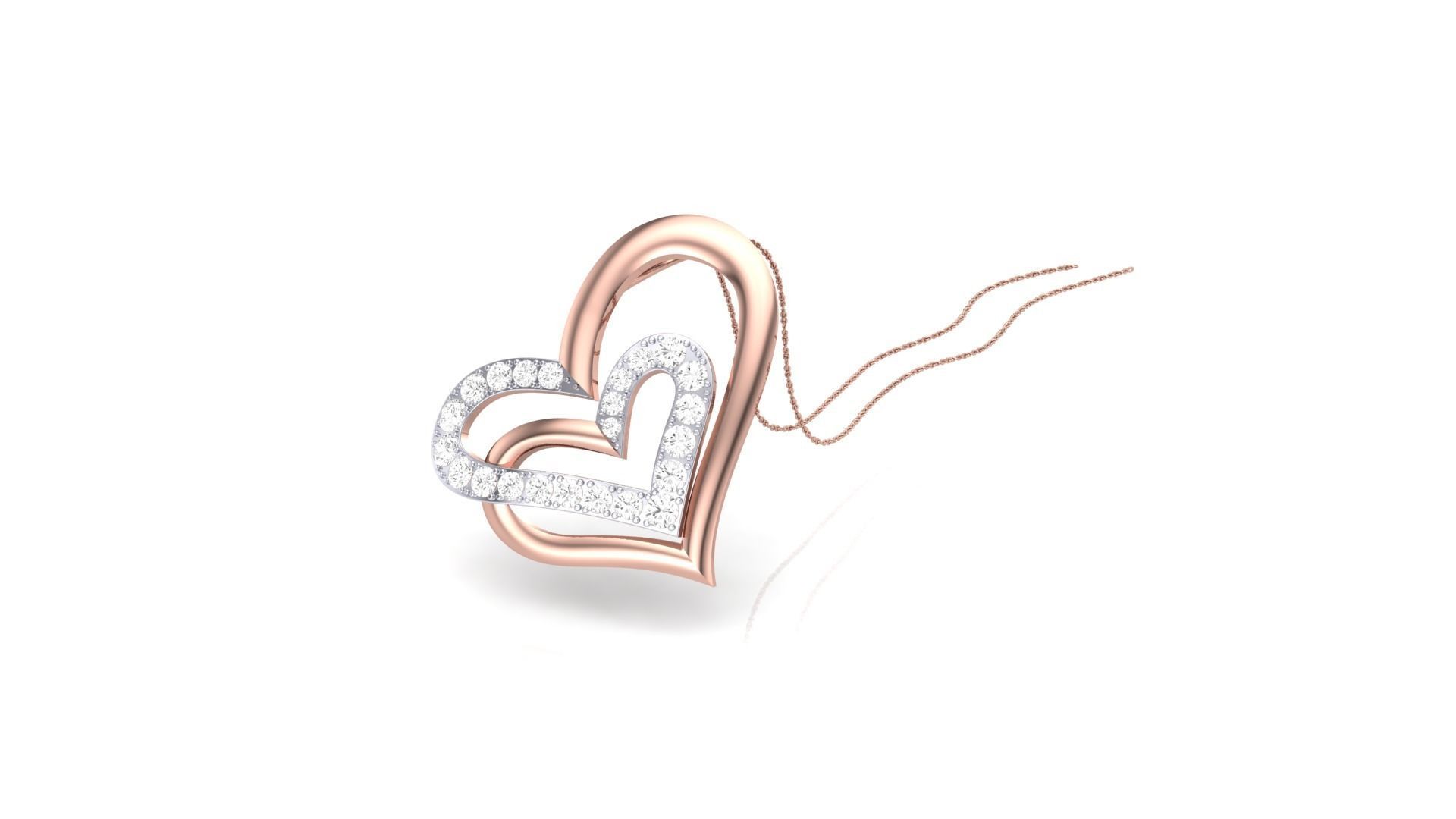Women Diamond Heart Pendant 3dm stl renders details 3D print model_3