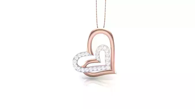 Women Diamond Heart Pendant 3dm stl renders details 3D print model