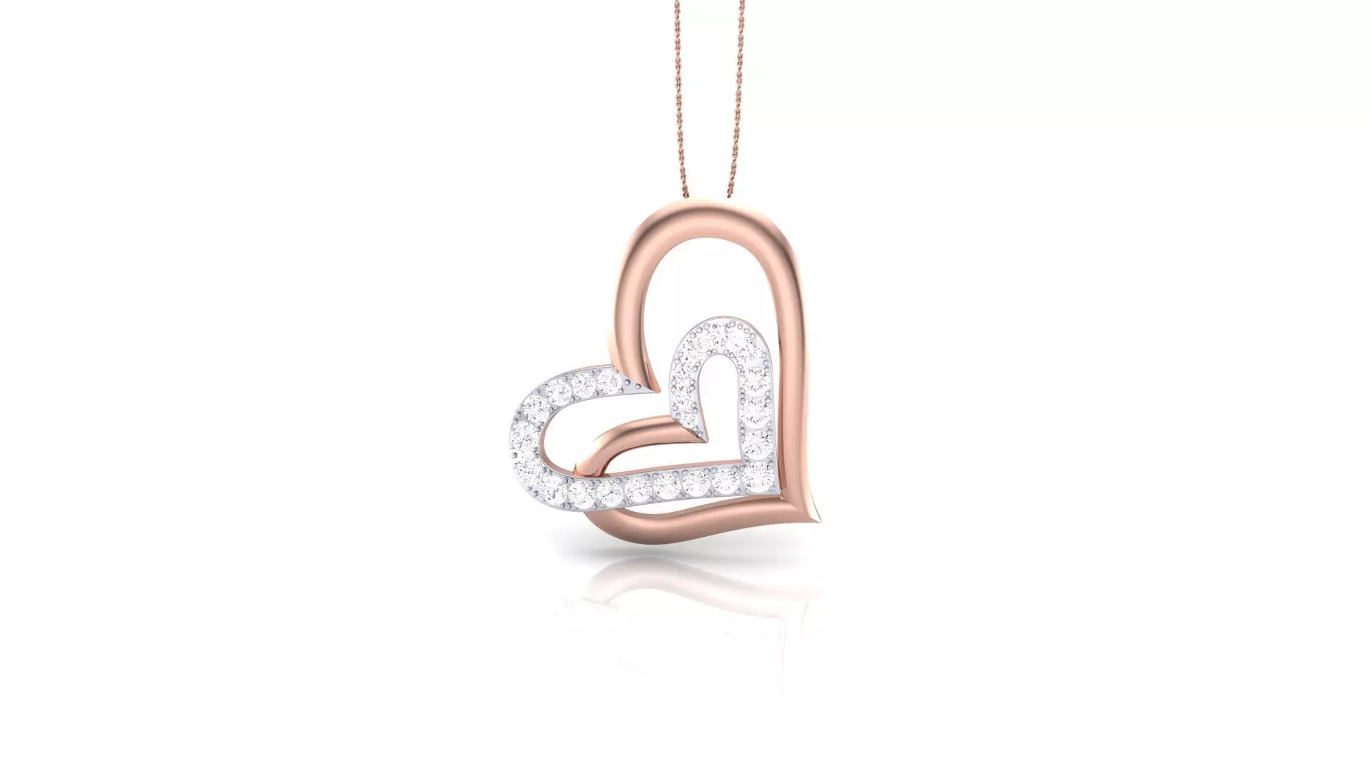 Women Diamond Heart Pendant 3dm stl renders details 3D print model_0
