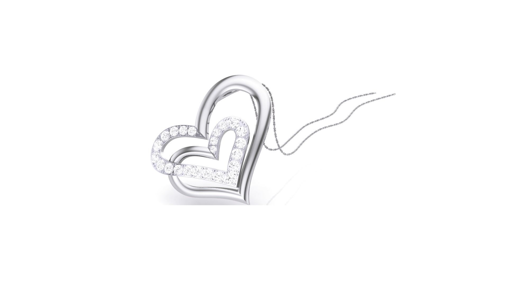 Women Diamond Heart Pendant 3dm stl renders details 3D print model_2
