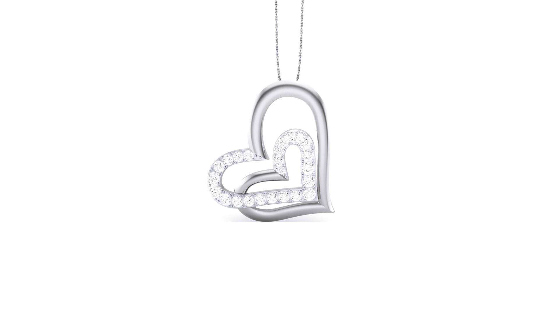 Women Diamond Heart Pendant 3dm stl renders details 3D print model_6