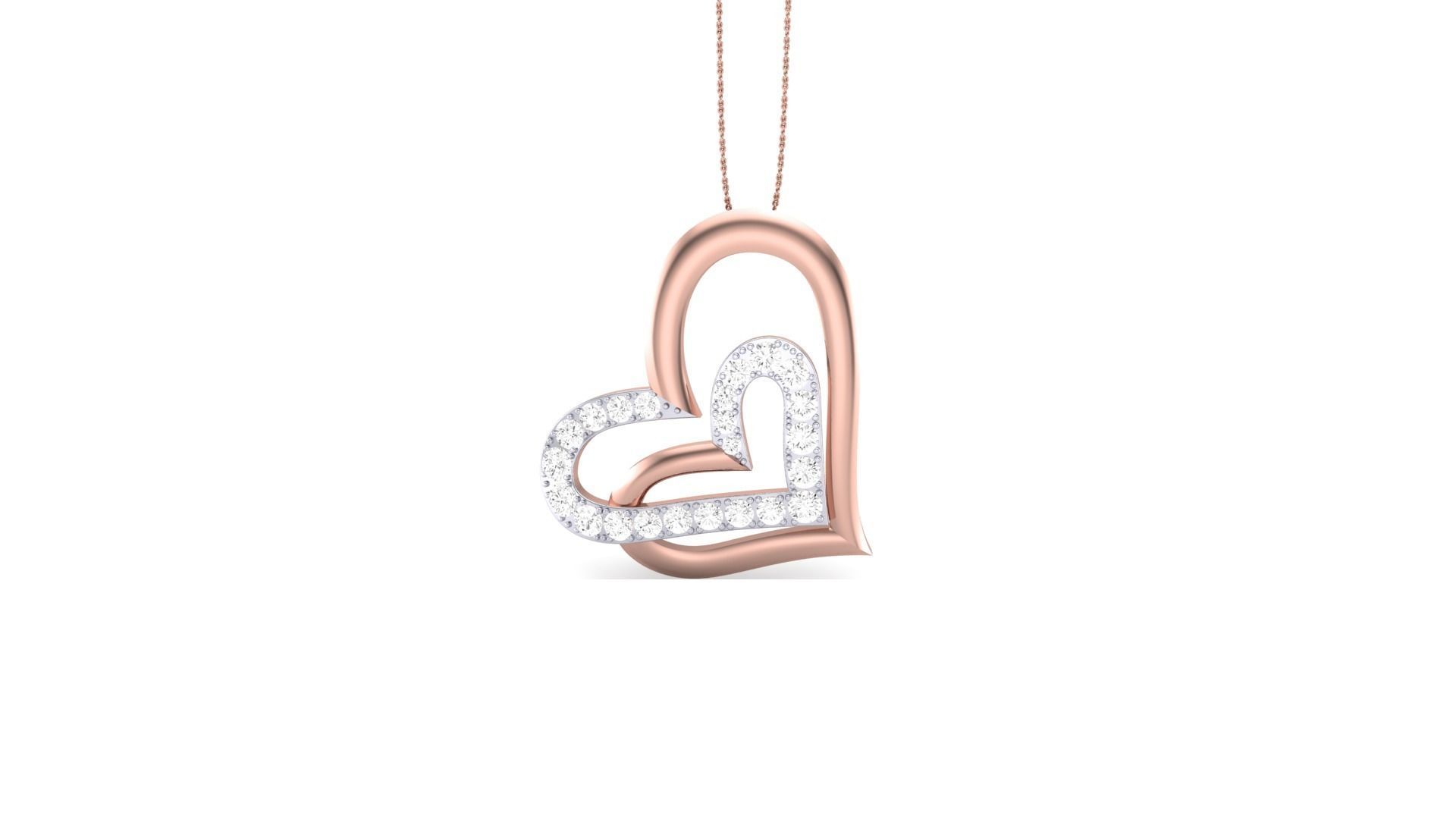 Women Diamond Heart Pendant 3dm stl renders details 3D print model_5