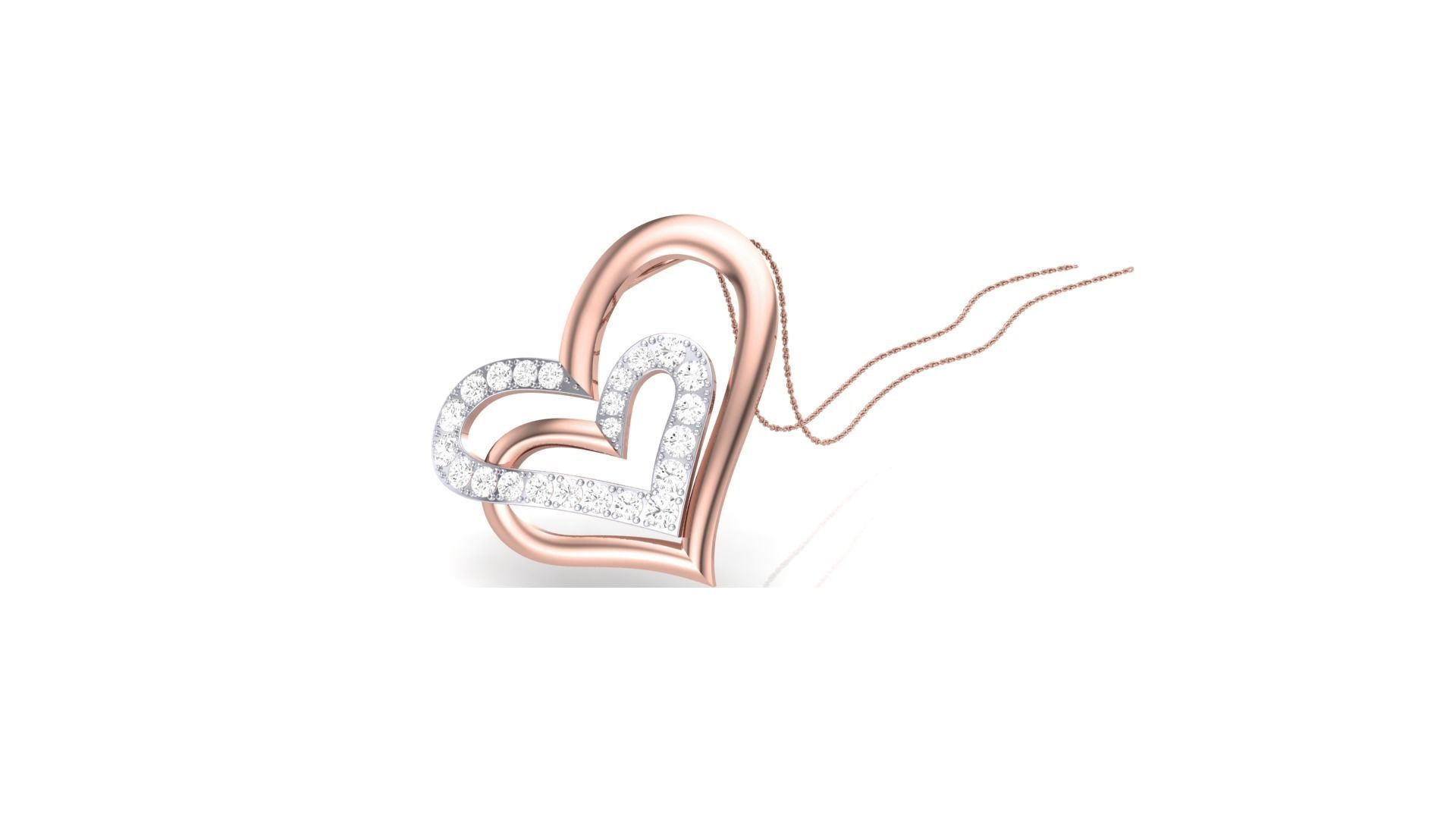 Women Diamond Heart Pendant 3dm stl renders details 3D print model_1