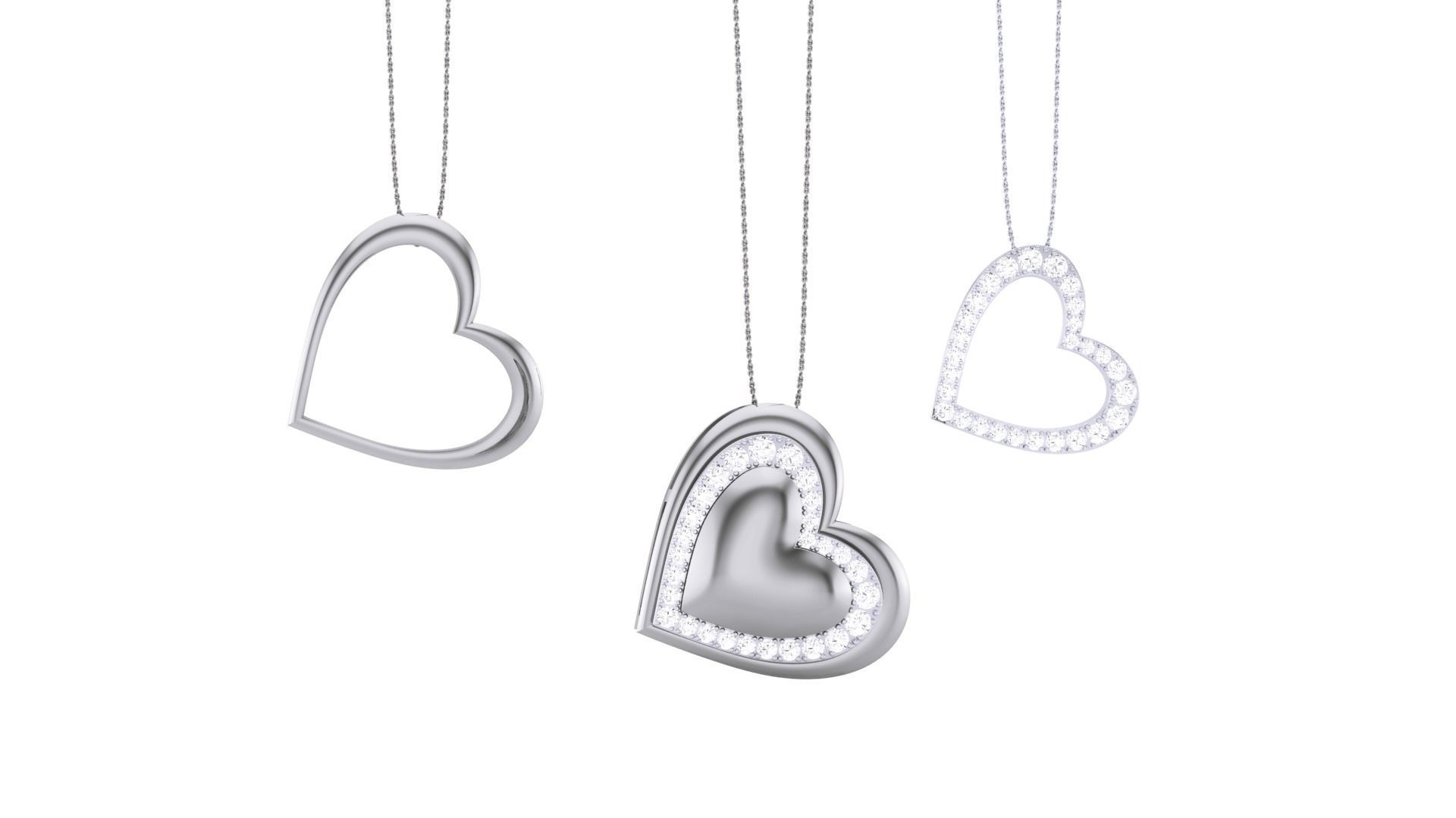 Women Heart Love Diamond Pendant stl renders details 3D print model_6