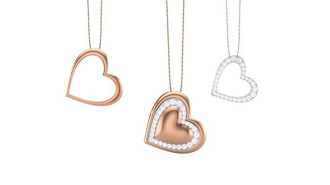 Women Heart Love Diamond Pendant stl renders details 3D print model