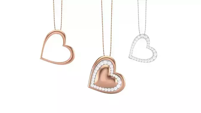Women Heart Love Diamond Pendant stl renders details 3D print model