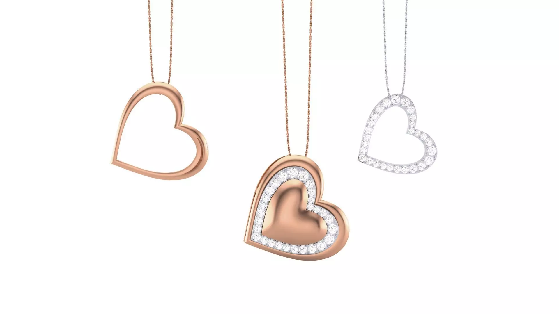 Women Heart Love Diamond Pendant stl renders details 3D print model_0