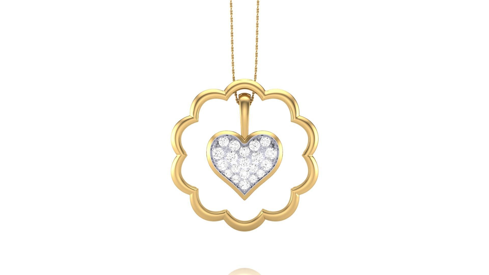 Women Heart Love Diamond Pendant stl renders details 3D print model_3