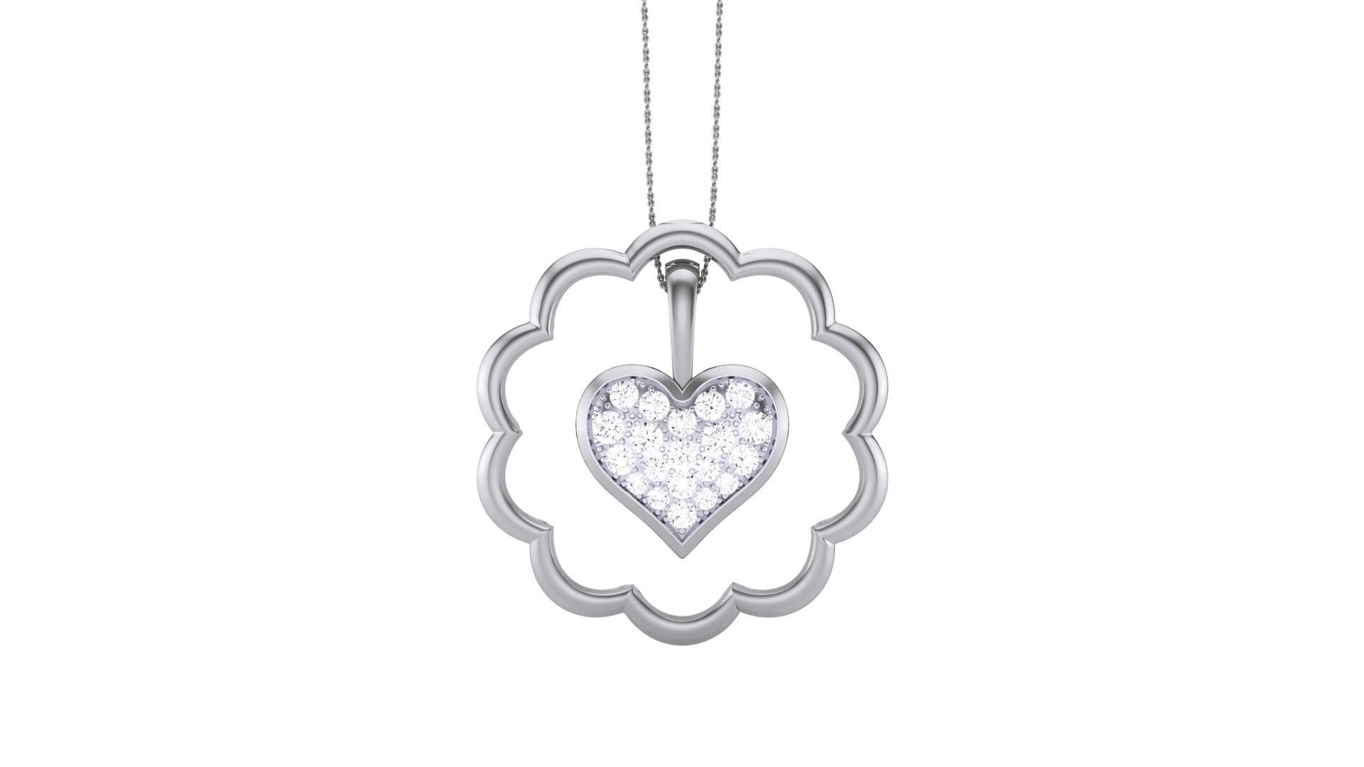 Women Heart Love Diamond Pendant stl renders details 3D print model_1