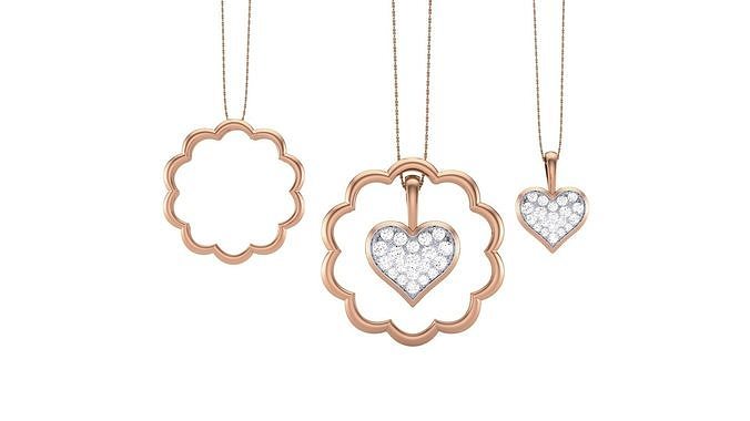 Women Heart Love Diamond Pendant stl renders details 3D print model
