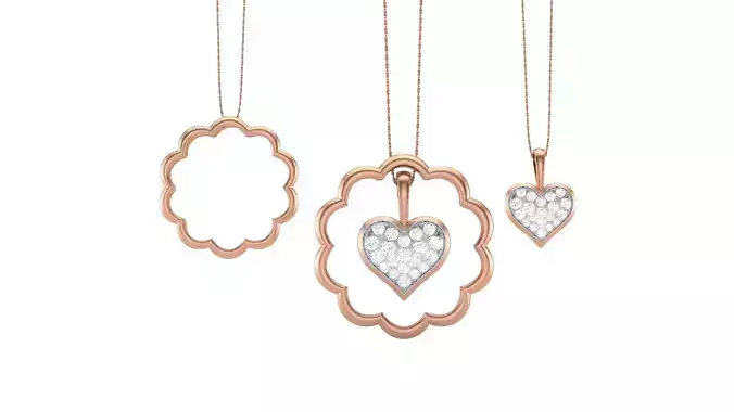 Women Heart Love Diamond Pendant stl renders details 3D print model