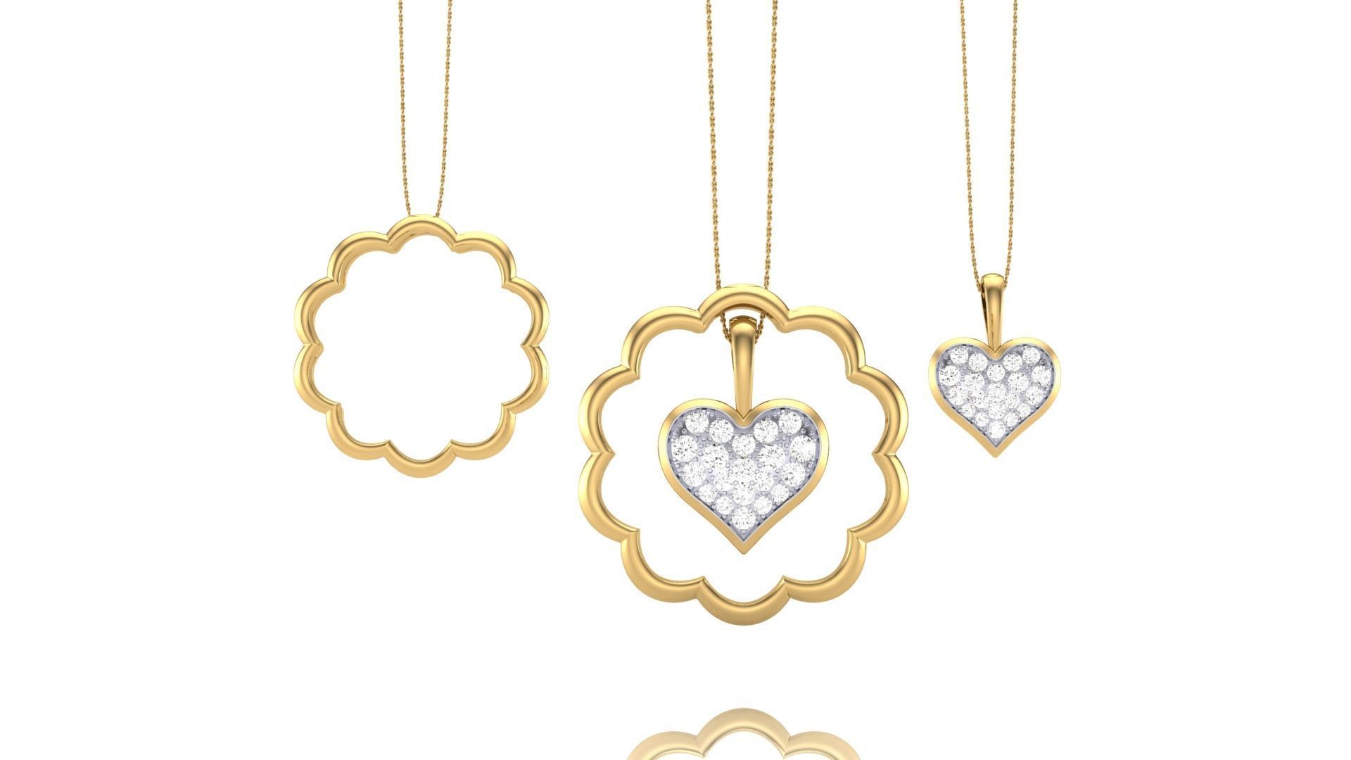 Women Heart Love Diamond Pendant stl renders details 3D print model_5