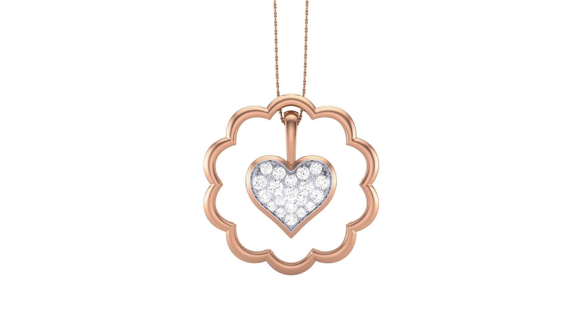 Women Heart Love Diamond Pendant stl renders details 3D print model_2