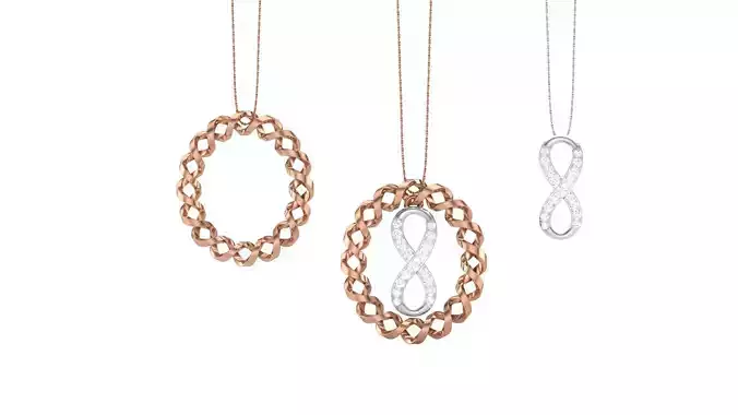 Women Diamond Infinity Pendant 3dm stl renders details 3D print model