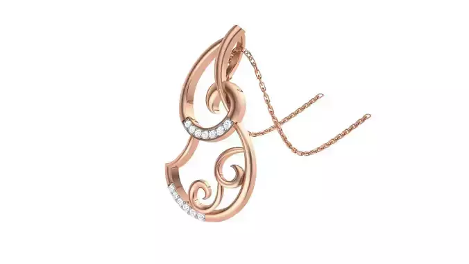 Women Diamond Pendant 3dm stl renders details