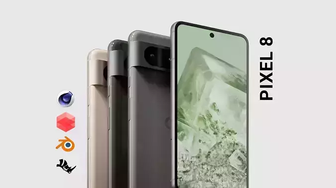 Google Pixel 8 2023 - 3 Colors - HQ 3D Model