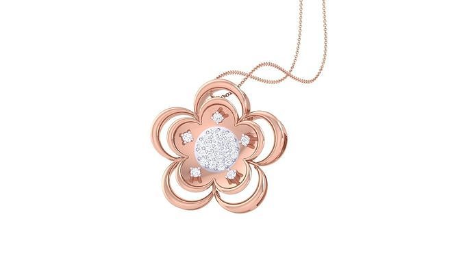 Women Flower Diamond Pendant 3dm stl renders details 3D print model