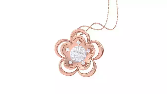 Women Flower Diamond Pendant 3dm stl renders details 3D print model