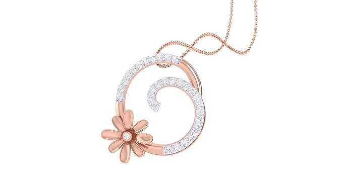 Women Flower Diamond Pendant 3dm stl renders details 3D print model