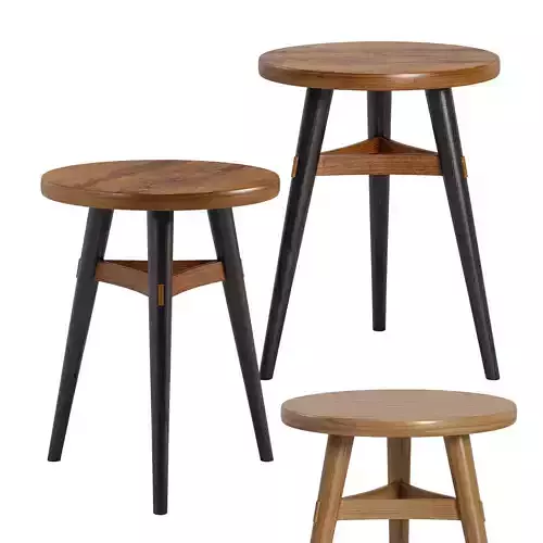 3 Leg Stool with Curved Stretchers - Chairs