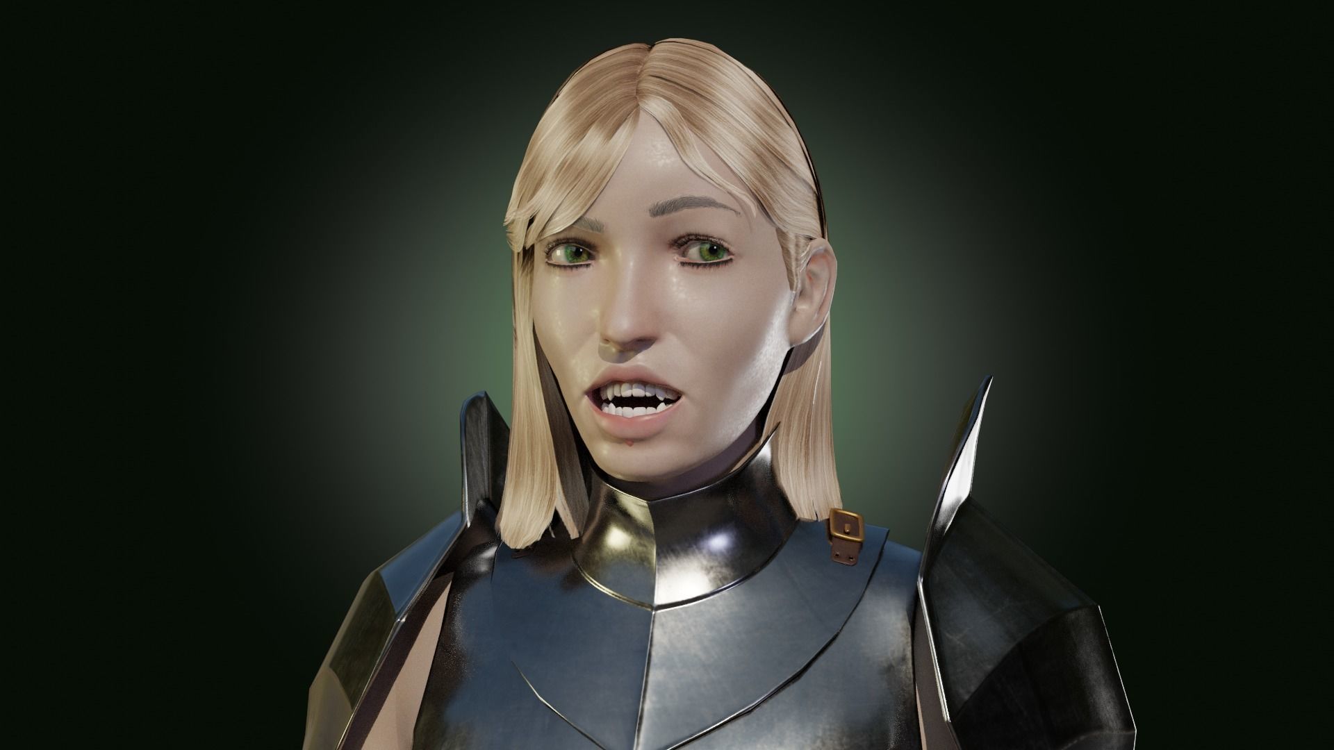 Medieval armored girl knight Low-poly 3D model_13