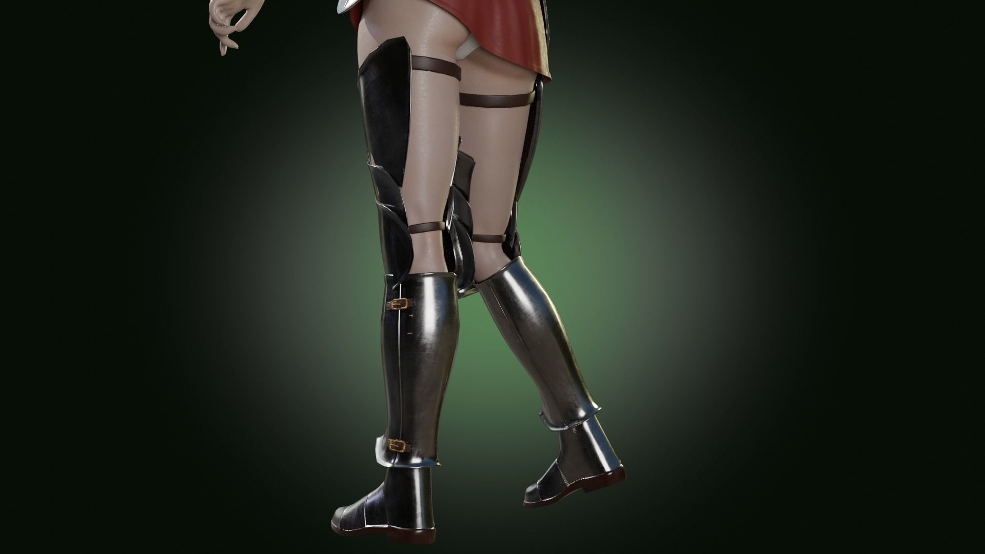 Medieval armored girl knight Low-poly 3D model_3