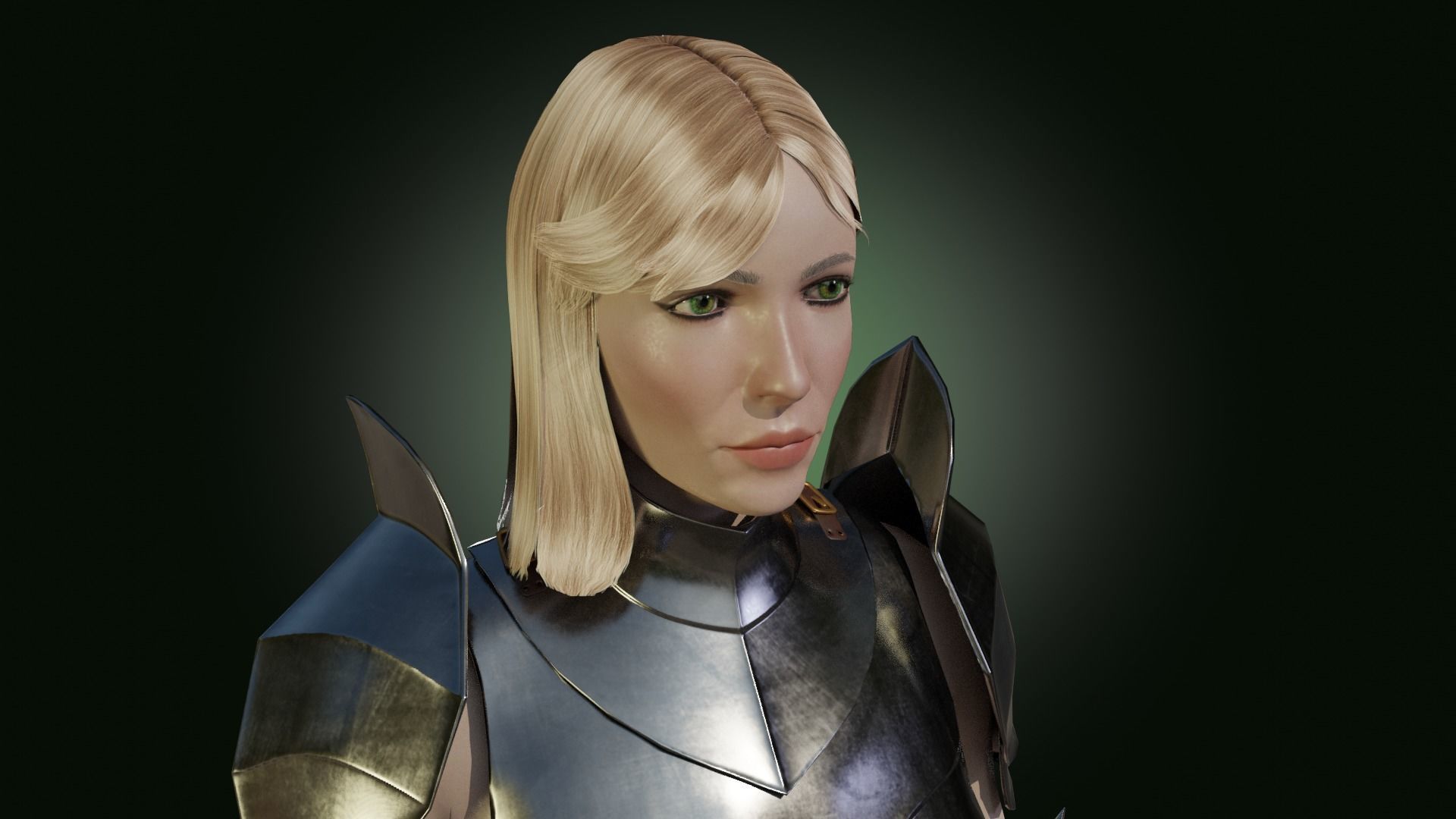 Medieval armored girl knight Low-poly 3D model_11