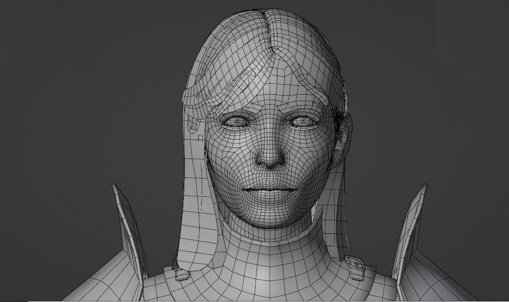 Medieval armored girl knight Low-poly 3D model_19