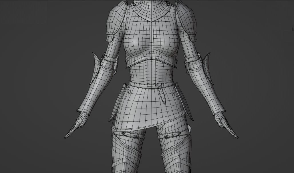 Medieval armored girl knight Low-poly 3D model_18