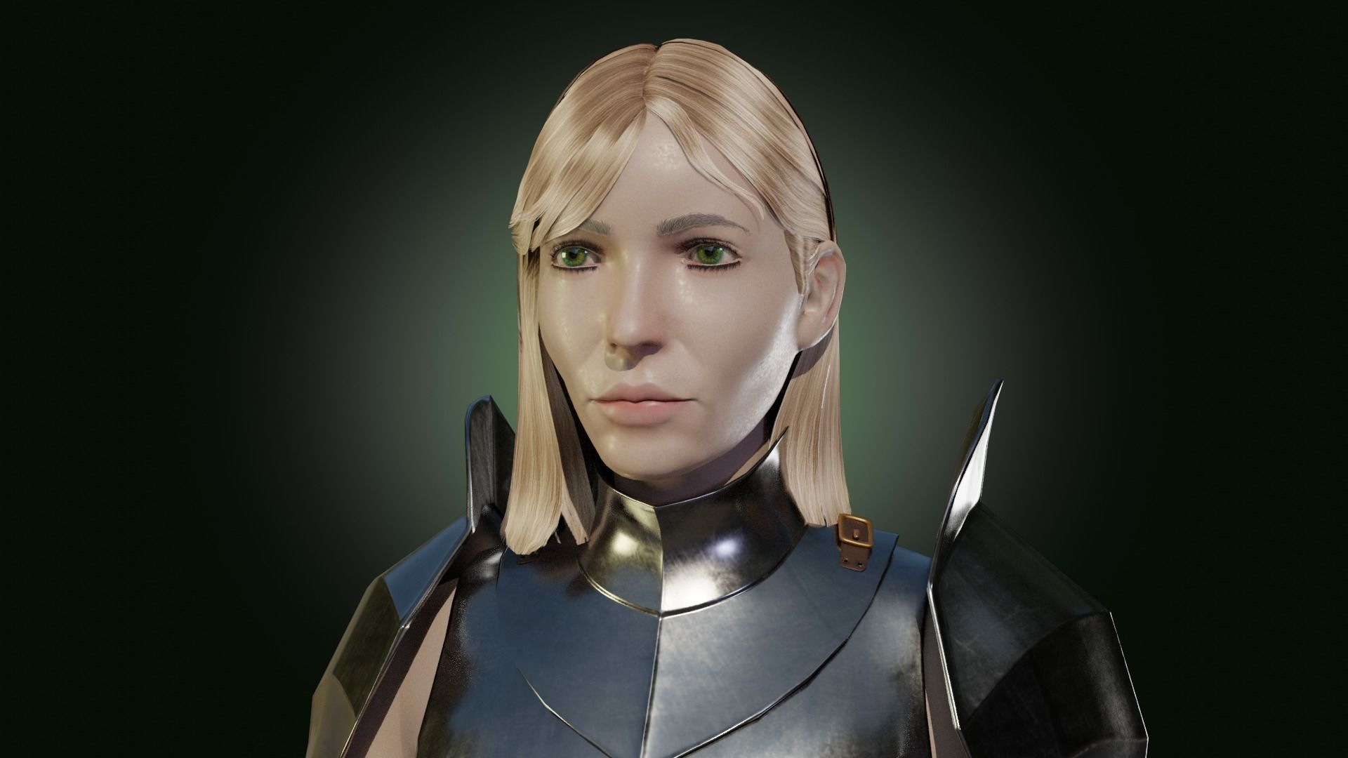 Medieval armored girl knight Low-poly 3D model_12