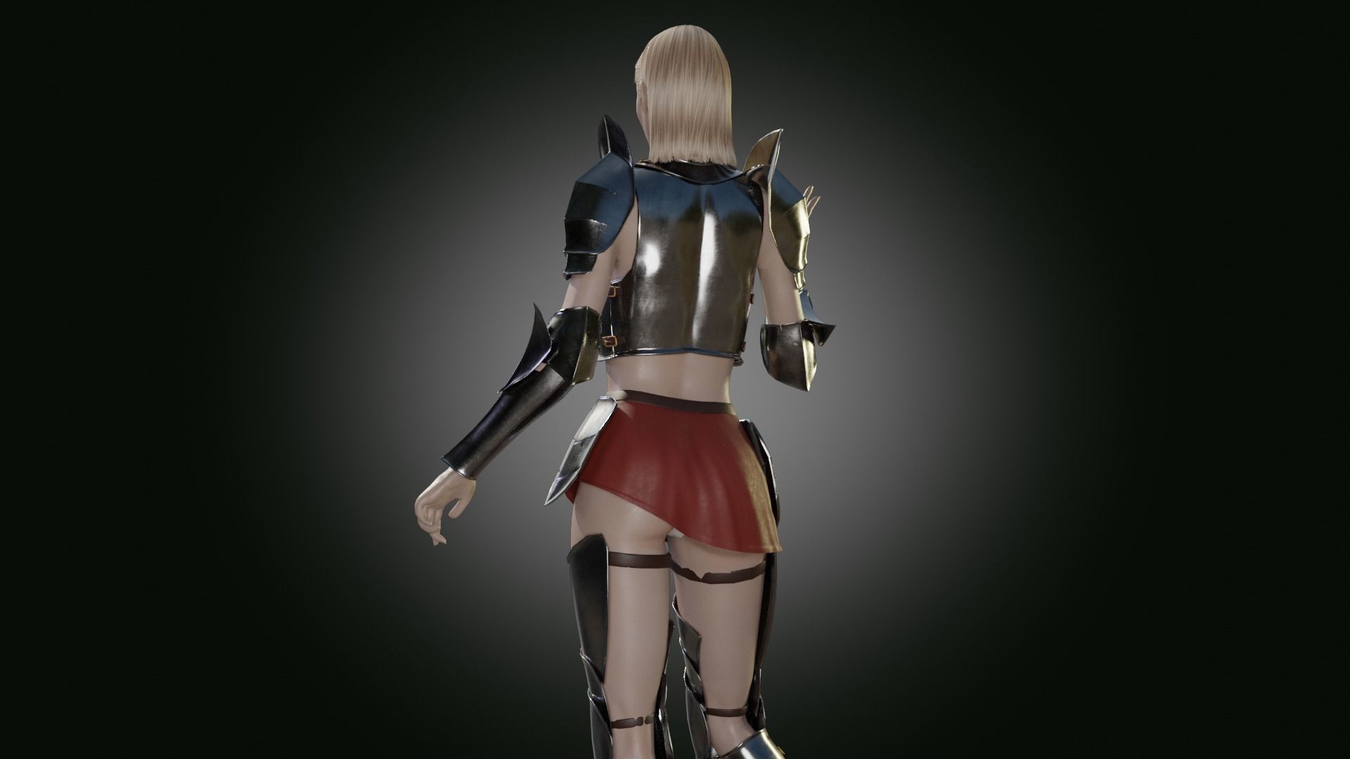 Medieval armored girl knight Low-poly 3D model_2