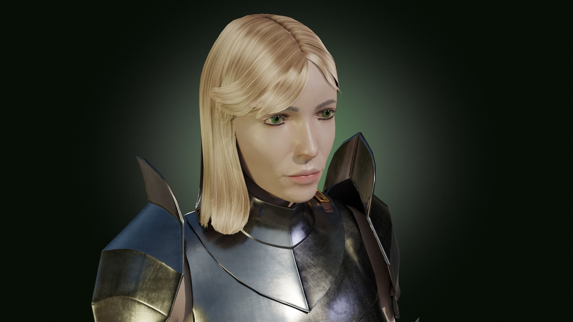 Medieval armored girl knight Low-poly 3D model_10