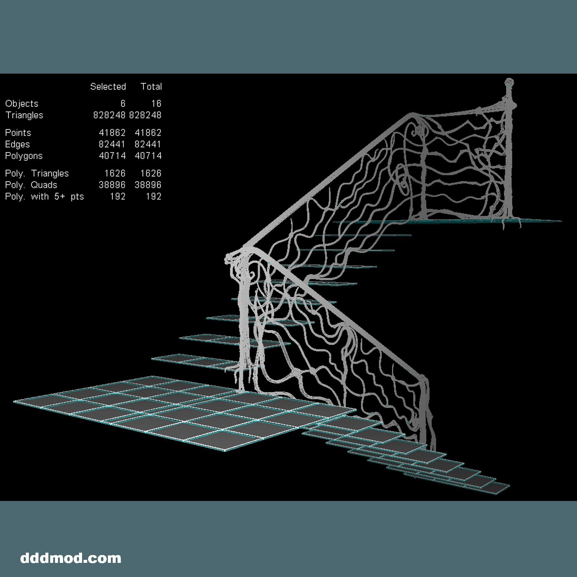 stair railings forging vine 3D model_5