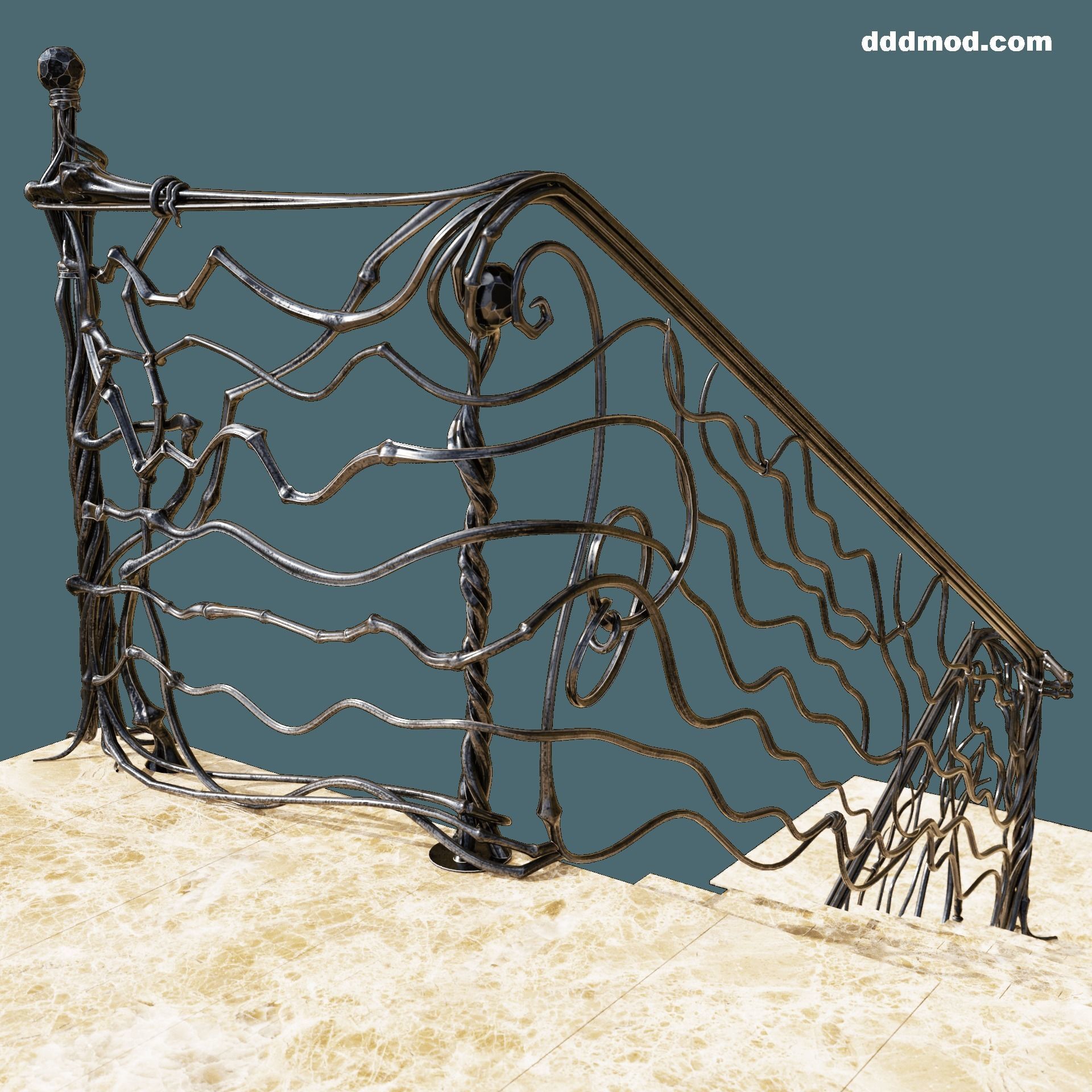 stair railings forging vine 3D model_1