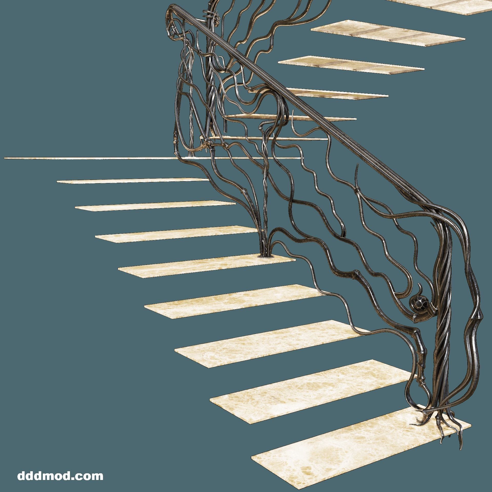 stair railings forging vine 3D model_3