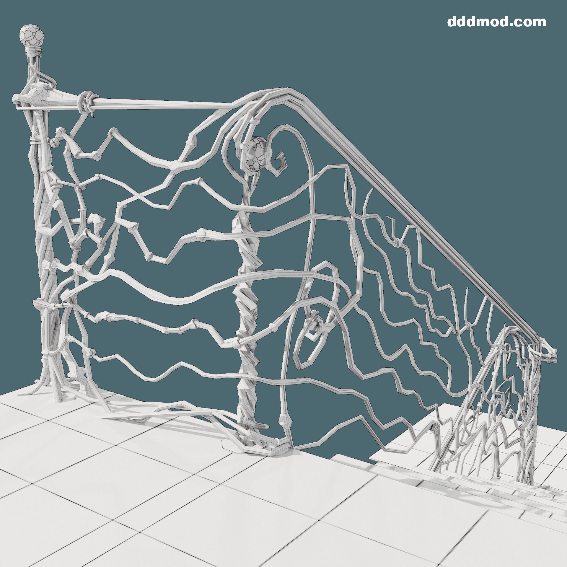 stair railings forging vine 3D model_2