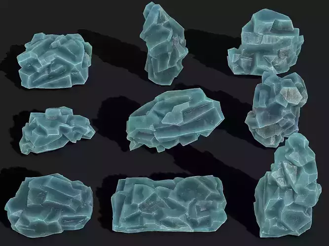 Mountain ice Rocks - PBR Pack 10