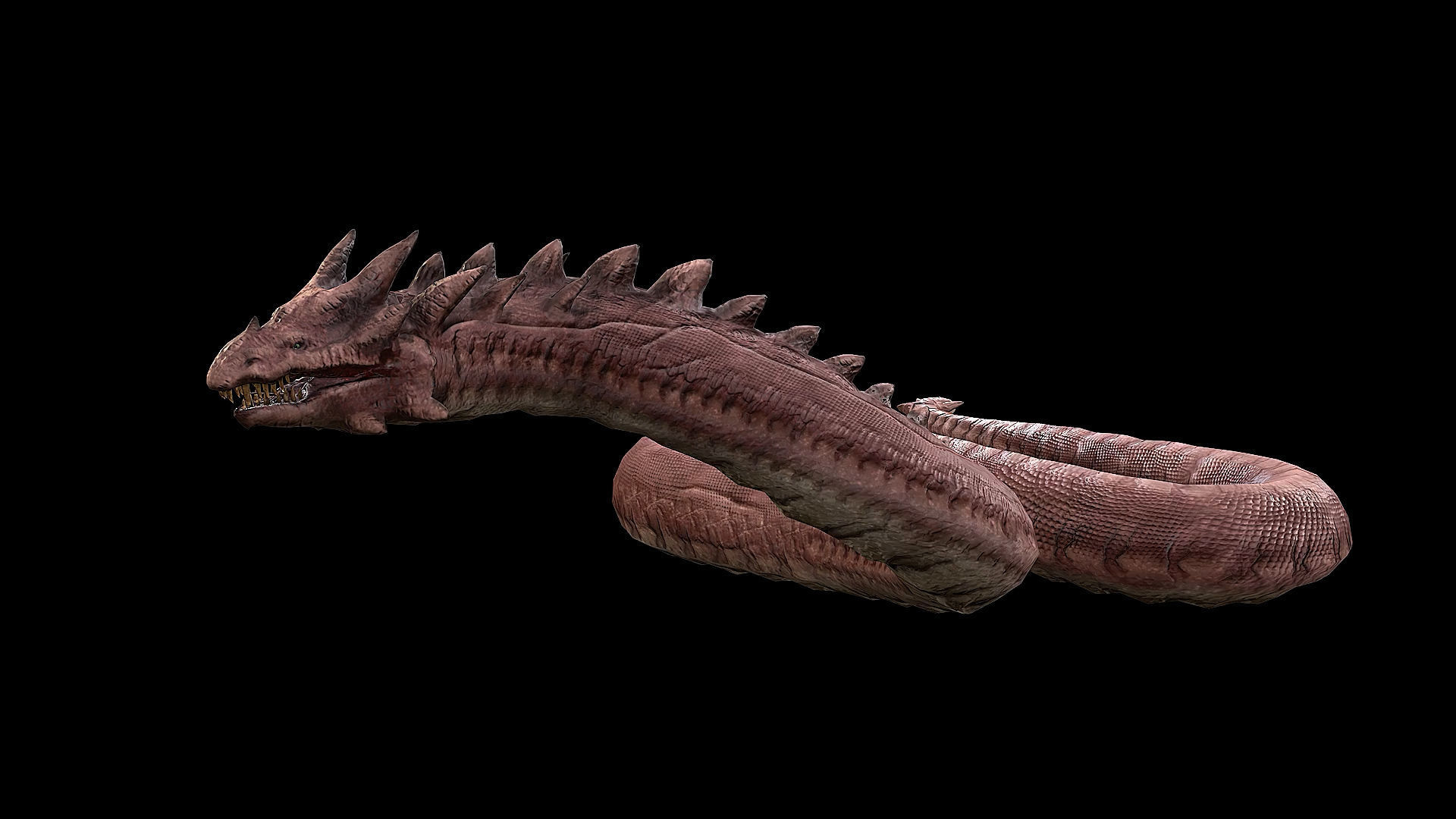 The Wyrm - Limbless Wingless Dragon Low-poly 3D model_3